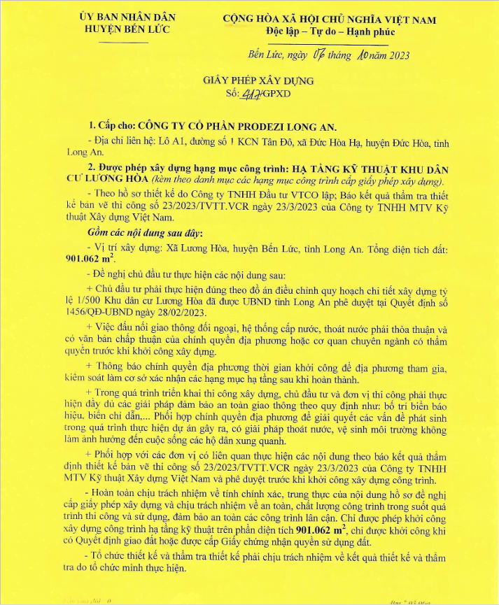 GIẤY PHÉP XÂY DỰNG LAHOME